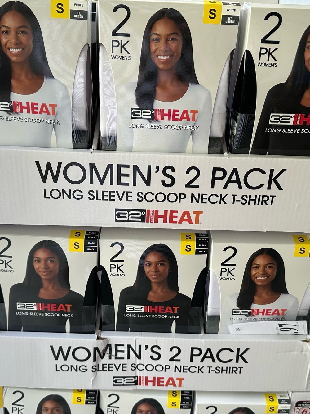 32° Heat Women's 2-Pack Long Sleeve Scoop Neck T-Shirts - White & Black